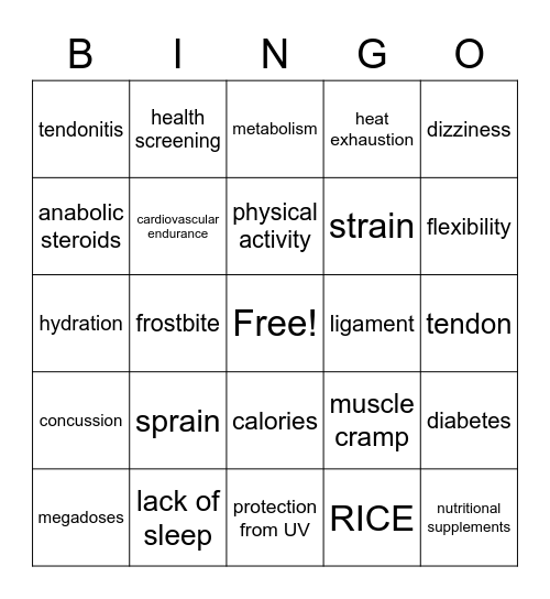 Chapter 4 Bingo Card