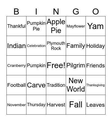 Thanksgiving Bingo Card