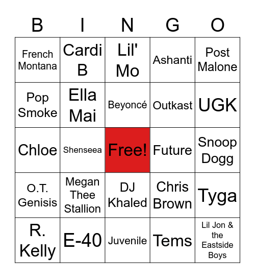 Trap Bingo Card