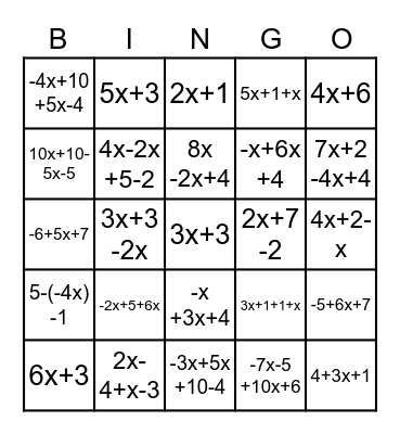 Uttryck med addition och subtraktion Bingo Card