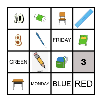 Basque school objects bingo Card