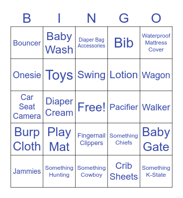 Baby Shower Gift Bingo Card
