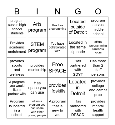 YDRC Collaborative Conversations Bingo Card