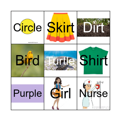 Medial "er" words Bingo Card