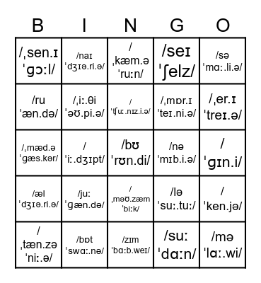 It's time for Africa!!! Bingo Card