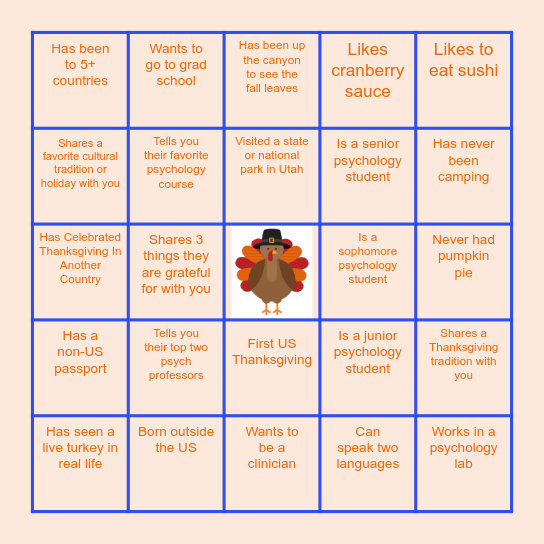 Fall Themed Bingo Card