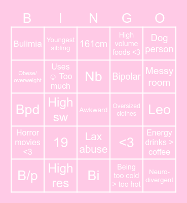 Nicky’s Bingo Card