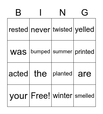Superkids Unit 4 Bingo Card