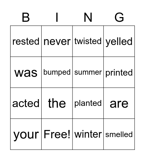 Superkids Unit 4 Bingo Card
