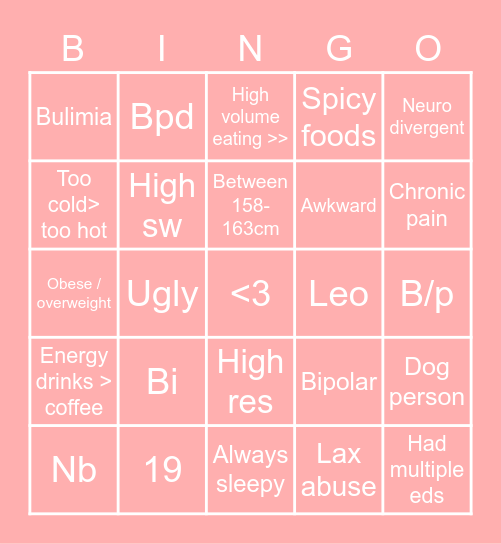 Nicky’s Bingo Card