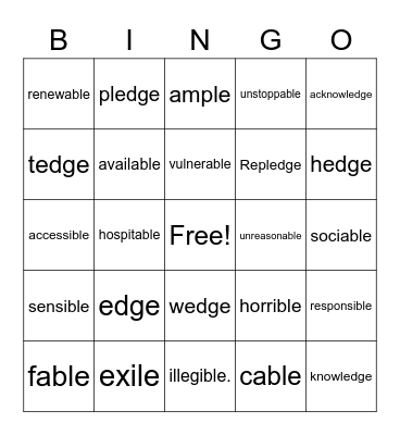 Untitled Bingo Card