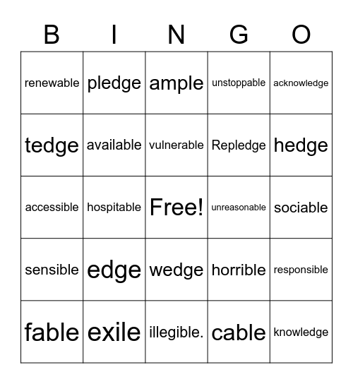 Untitled Bingo Card