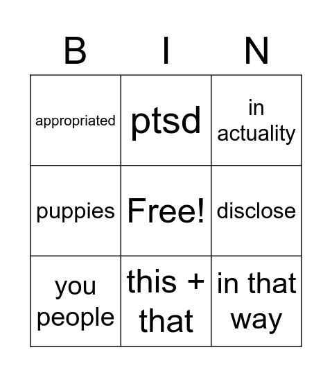 Letiddy Bingo Card