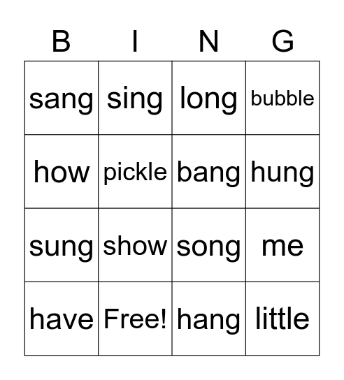 Superkids Unit 3 Bingo Card