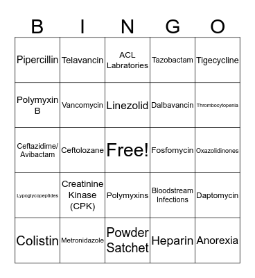Alphabet Soup: A Review of Antibiotics Bingo Card