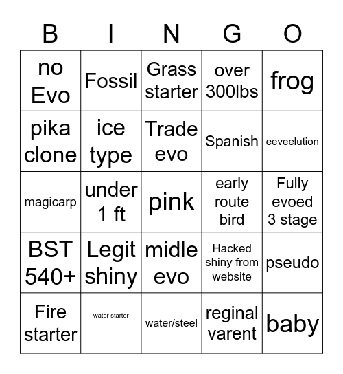 Untitled Bingo Card
