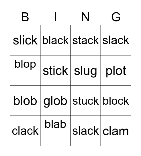 L-Blends Bingo Card
