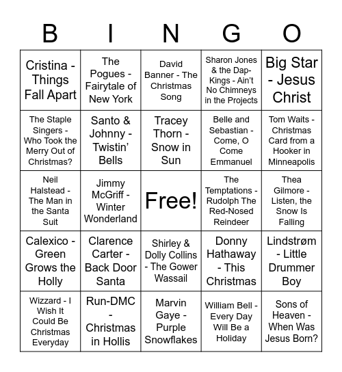 Christmas Songs: Holiday Classics! Bingo Card
