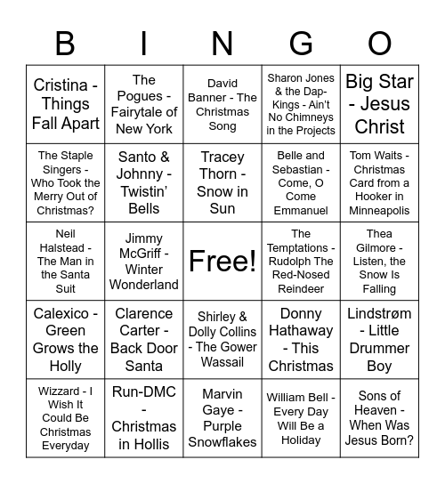 Christmas Songs Holiday Classics Bingo Card Christmas Songs Holiday Classics Bingo Card