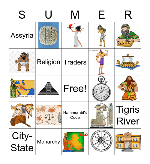 Mesopotamia Bingo Card