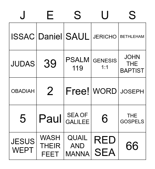 NG Strong BINGO Card