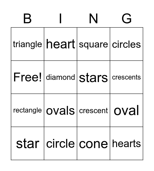 shape Bingo Card