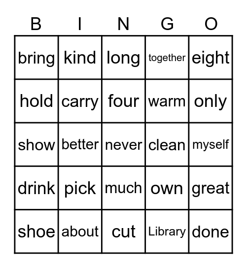 Library Bingo Card
