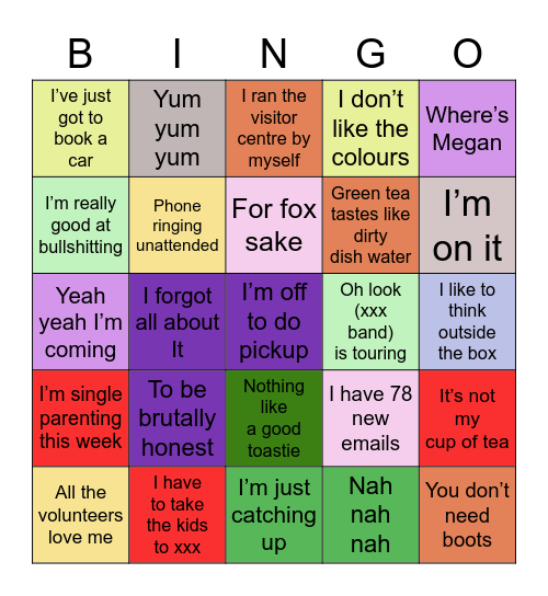 Shark Nado Bingo Card