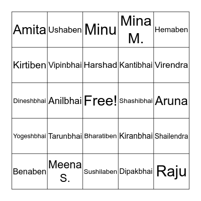 Diwali Party Bingo Card