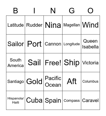 Age of Exploration Bingo Card
