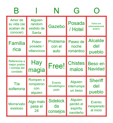 Christmas Romantic Movie Cliches 2022 Bingo Card