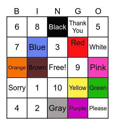 ASL Bingo Card