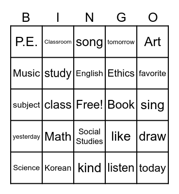 Lesson 9 Review Bingo Card