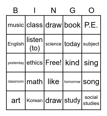 Lesson 9 Review Bingo Card