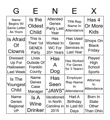 Name:___________________________ Bingo Card