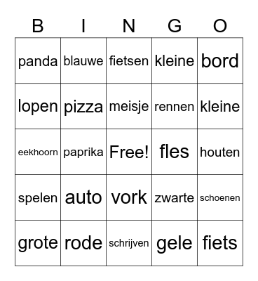 Woordsoorten Bingo Card
