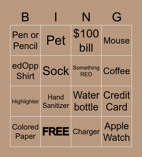 B I N G O - BRING IT OR FAIL IT Bingo Card