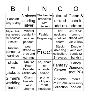 Add-On Bingo Card