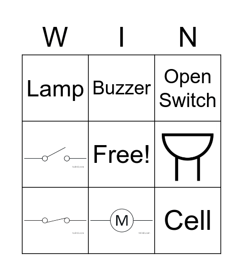 Electrical symbols Bingo Card