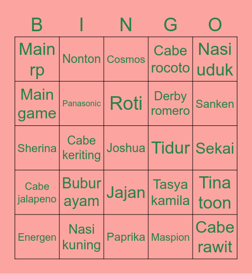 Jumyoung Bingo Card