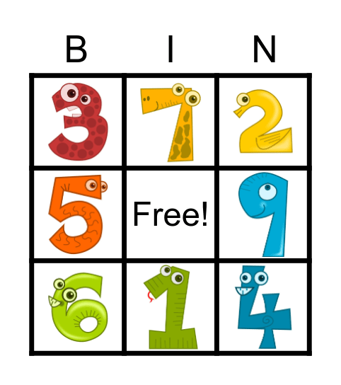 Numbers Bingo Card