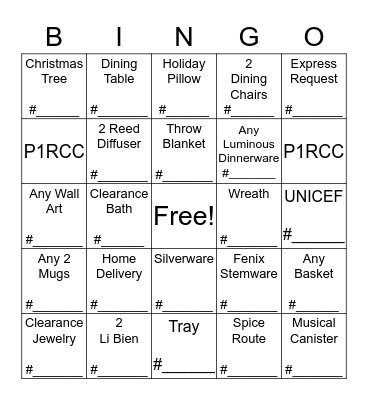 Pier 1 Bingo Card