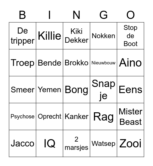 Aron Bongo Bingo Card