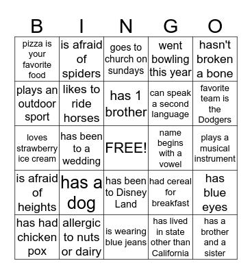 3rd Grade Ice-Breaker Bingo! Bingo Card