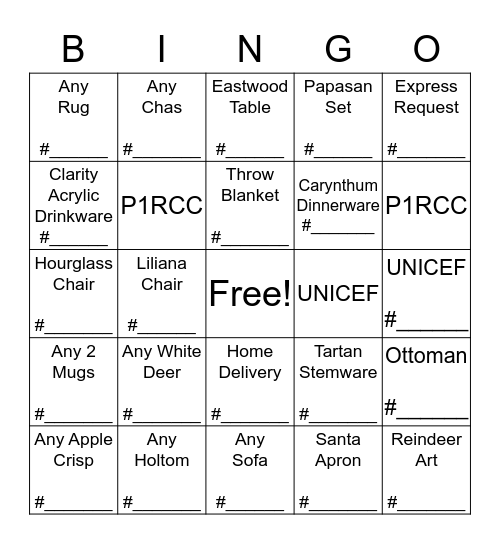 Pier 1 Bingo Card