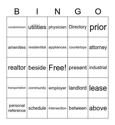 Standout 2 - Ch. 4 7 5 Housing and Community Bingo Card