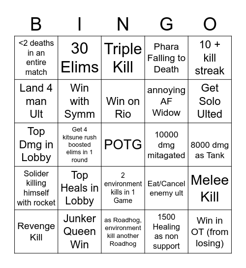 OW2 Bingo Card
