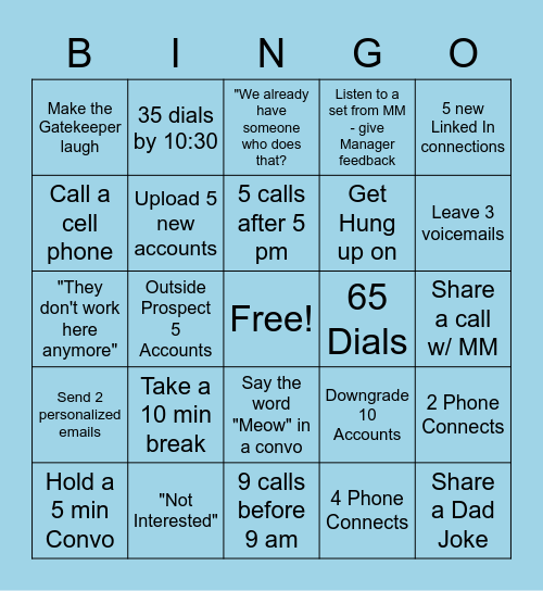 BDR Bingo Card