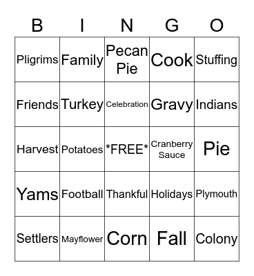Integra-Thanksgiving Bingo Card