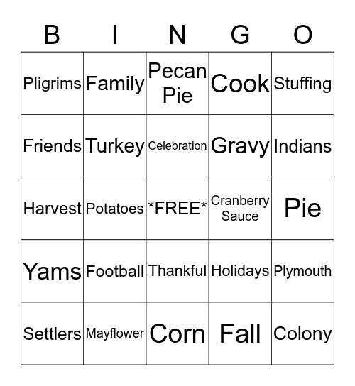 Integra-Thanksgiving Bingo Card